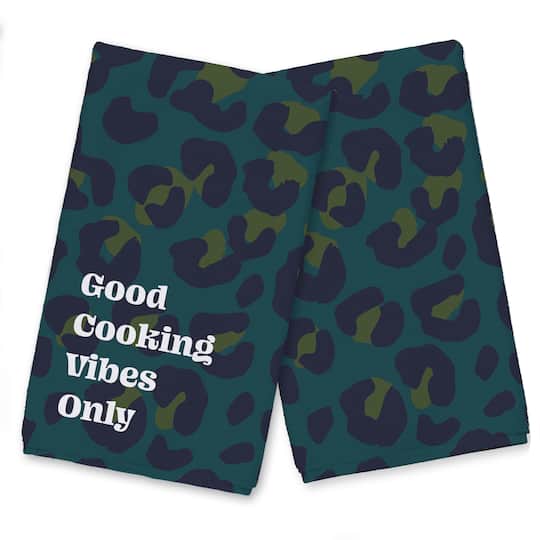 Good Cooking Vibes Only Leopard Tea Towel Set